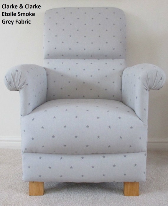 Clarke Clarke Etoile Fabric Adult Chair Smoke Grey Stars Etsy
