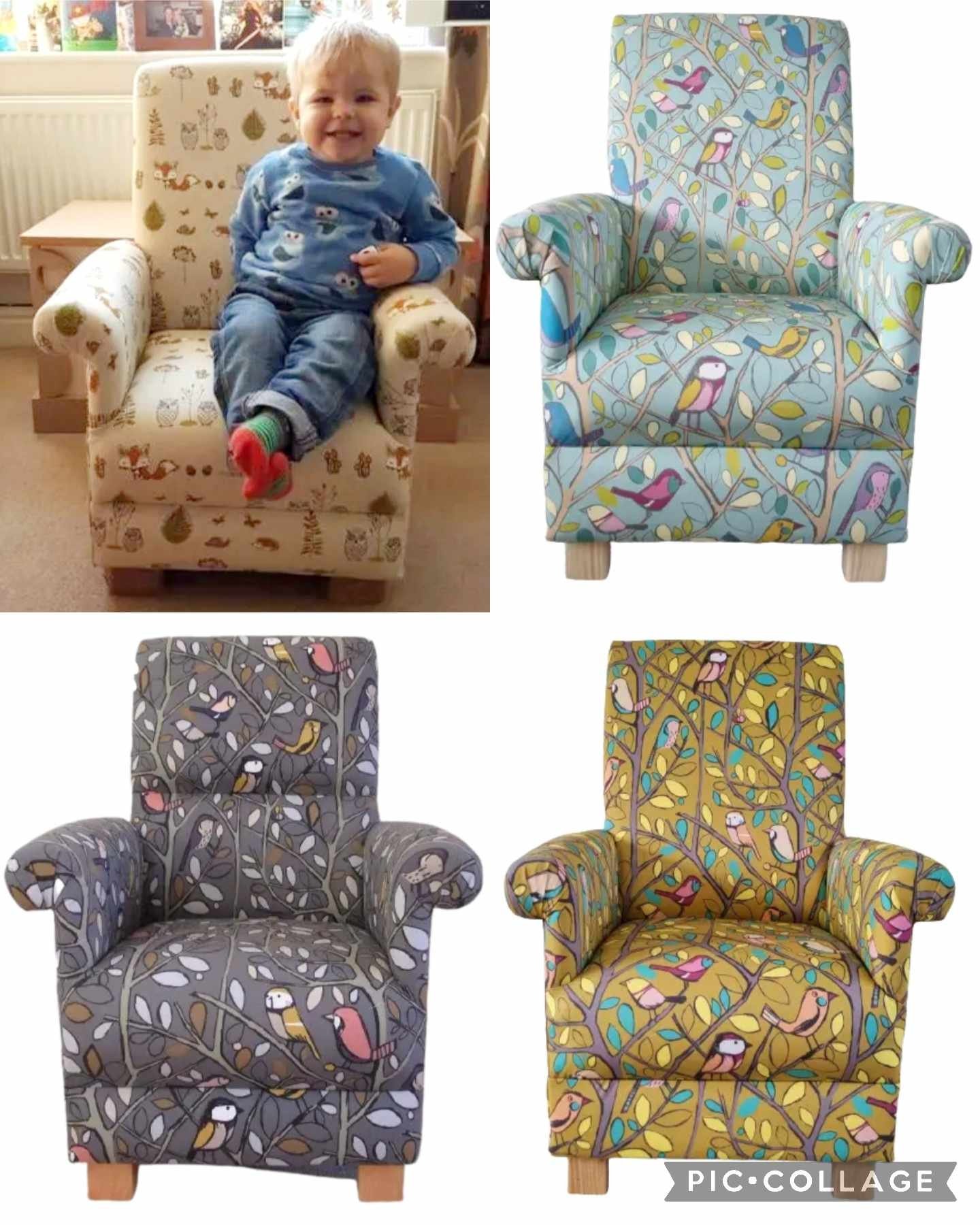 Edinburgh Weaver Tweety Birds Pie Fabric Children s Chair Kids