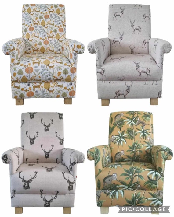 Fryetts Stag Fabric Adult Chair Charcoal Beige Armchair Tatton