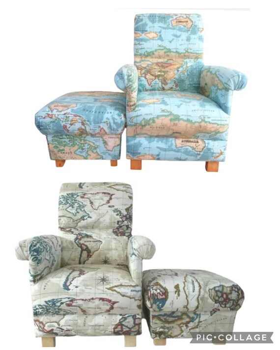 Cream chair online and footstool