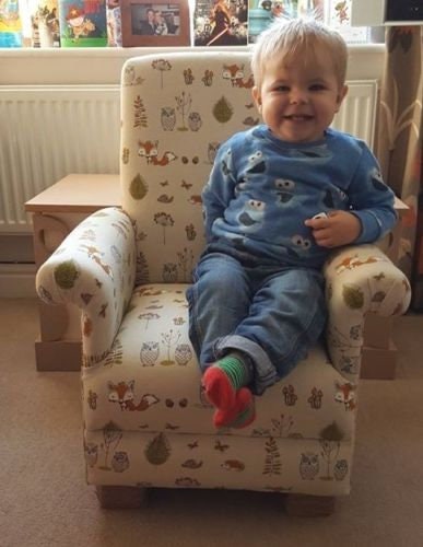 Grey White Fabric Child s Chair Kids Armchair Children Nursery Bedroom Small High Back Toddler Babies Jungle Boogie Animals Elephants Retro Etsy Sweden
