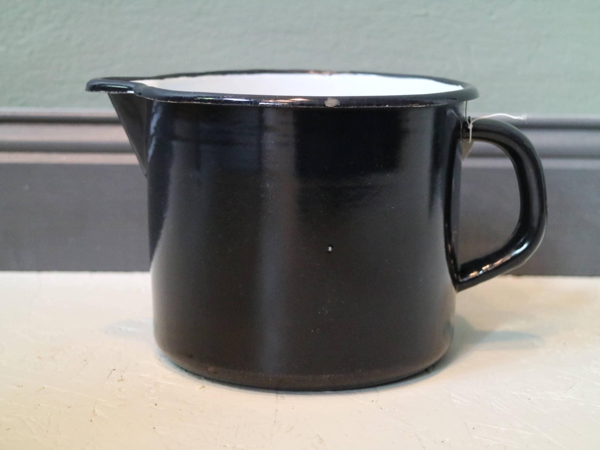 black vintage enamel ware milk jug / vintage milk pot / Etsy