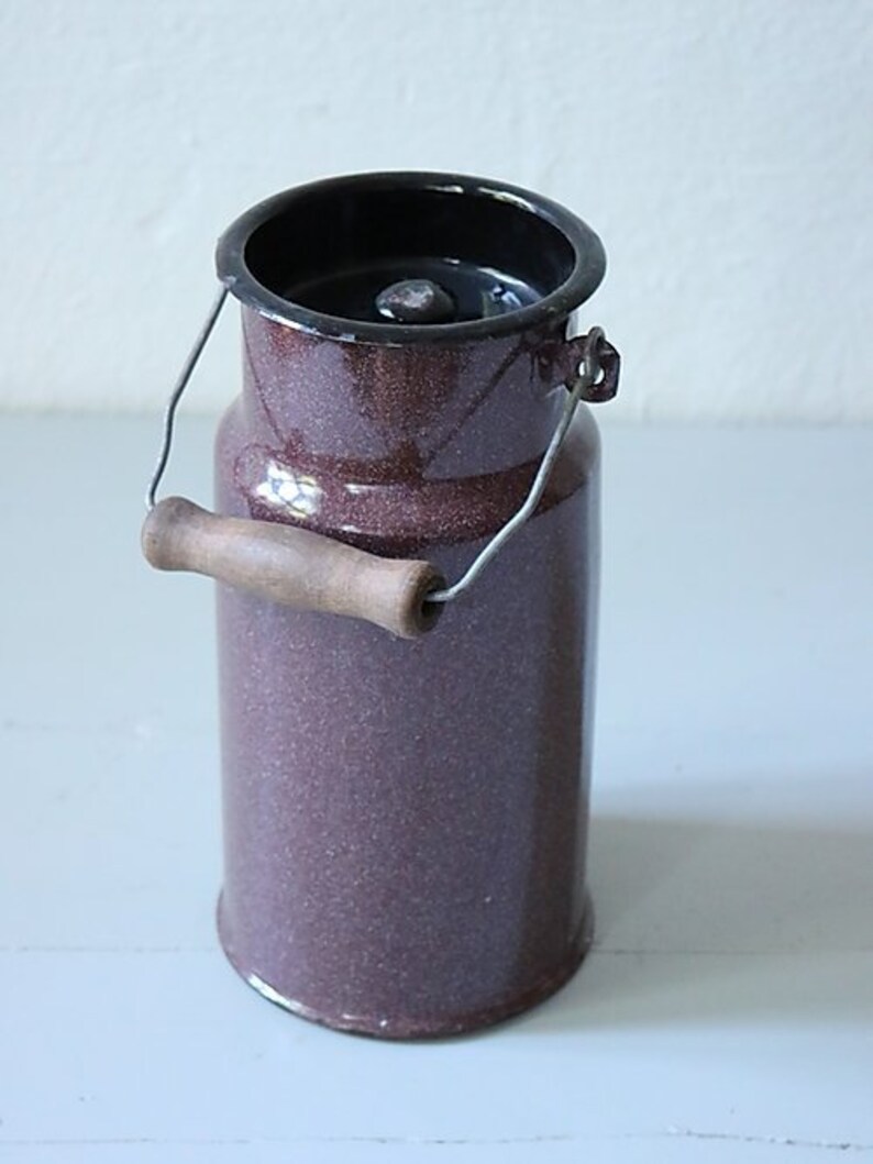 Brown vintage enamel ware milk jug / vintage milk pot / Etsy