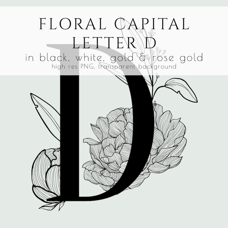 floral letter floral initial floral monogram branding floral clipart commercial use wedding invitation png gold foil logo rose gold