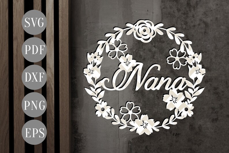 Download Cricut Dxf Wreath Cut Files Mother S Day Eps Png Nana Svg Cutting File Pdf Paper Art Grandma Mimi Papercut Template Silhouette Cameo Clip Art Art Collectibles