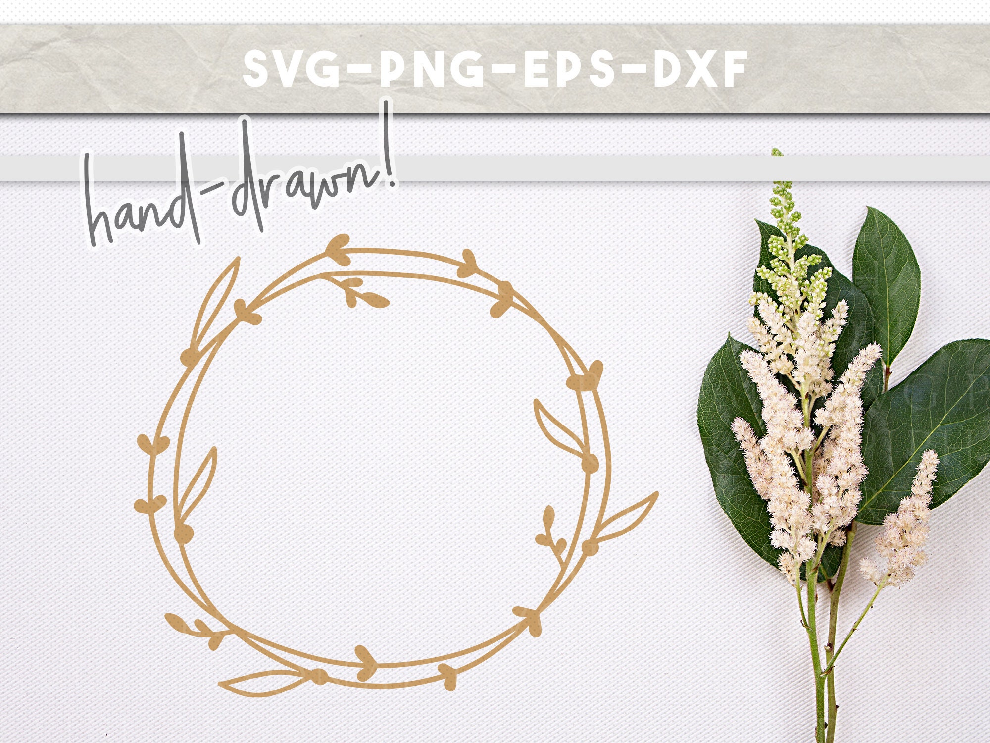 Download Rustic wreath svg floral clipart handdrawn laurels cut file | Etsy