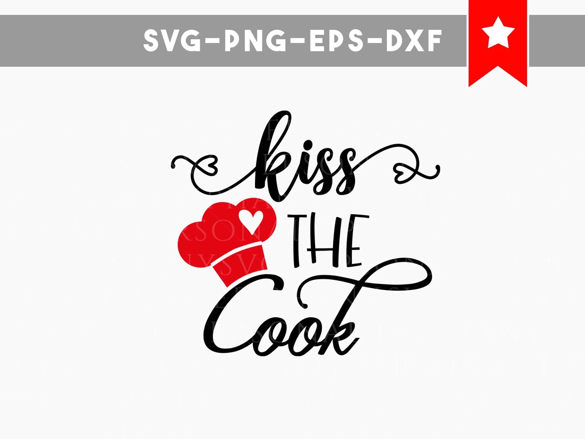 kiss the cook svg file funny kitchen signs cut files wood Etsy