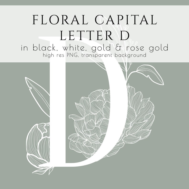 floral letter floral initial floral monogram branding floral clipart commercial use wedding invitation png gold foil logo rose gold