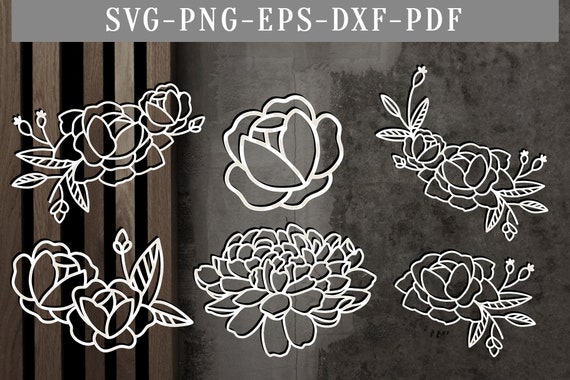 Download Floral Rose Bundle Papercut Template Bundle Of 6 Floral Svg Etsy