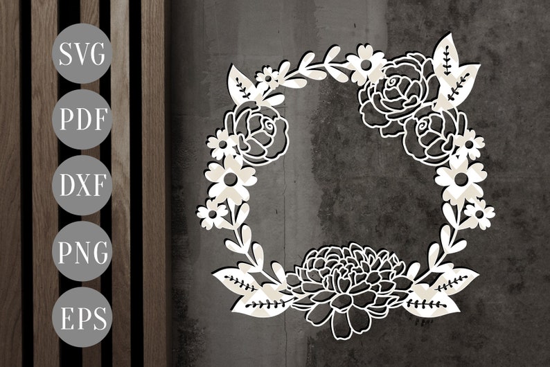 Download Floral wreath bundle papercut template bundle of 6 floral ...