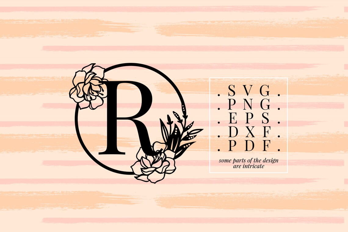 Letter R paper cut template monogram R floral monogram svg | Etsy