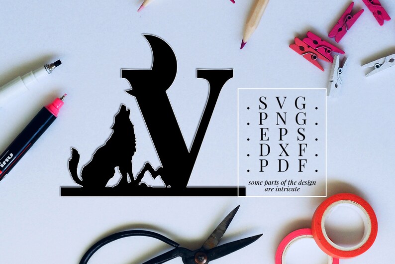 Download Wolf Monogram V Alphabet Vector Metal Design Letter V Howling Wild Life Laser Cut Monogram Svg Dxf Svg Eps Paper Cut Template Font Clip Art Art Collectibles