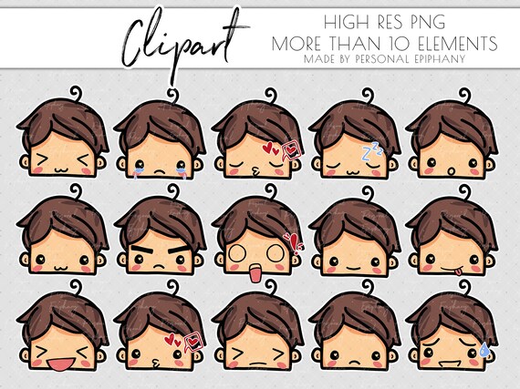 emoji clipart, emoticons clipart, commercial use, emoji cute boy planner, scrapbooking, face kawaii, mood tracker png, smiley face, sticker