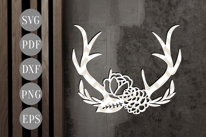 Download Art Collectibles Clip Art Bundle Of 6 Floral Antler Svg Cut Files Dxf Eps Png Floral Antler Bundle Papercut Template Silhouette Cricut Antler Boho Flowers Laser