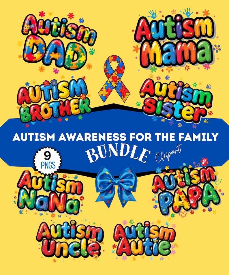 Autism Family PNG Bundle, Autism Awareness Clipart (9 Pngs) - Etsy