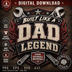 Built Like A Dad Legend PNG SVG Fathers Day Shirt Design Dad Graphic Digital Download
