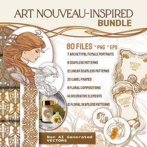 Mega paquete de patrones y elementos Art Nouveau