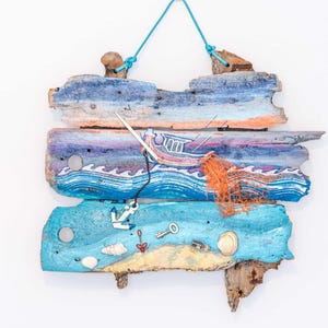Boat with anchor and fishing net