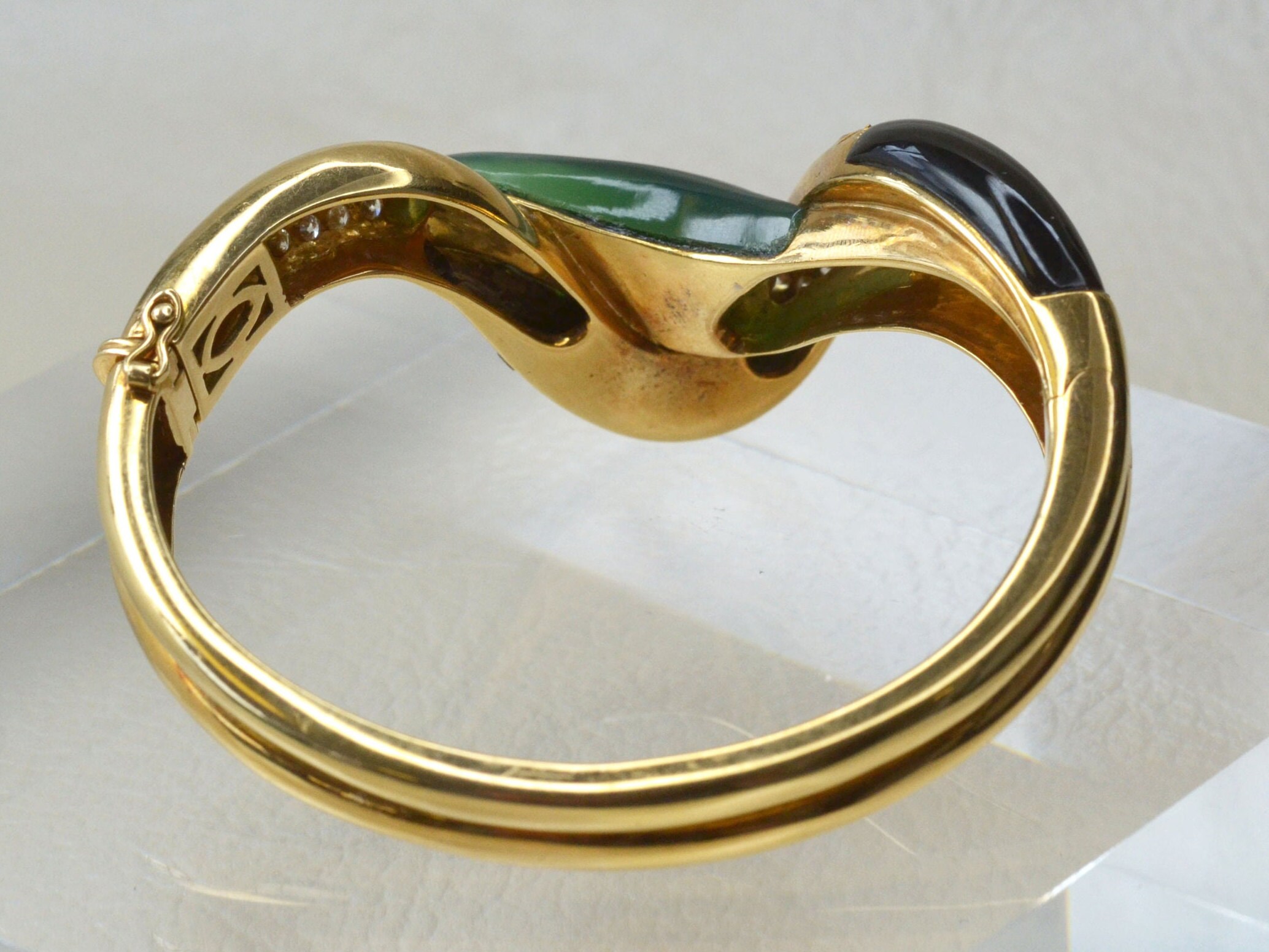 Vintage 18K Gold, Onyx, Diamond and Jade Bracelet - Etsy