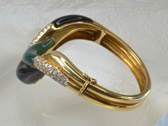 【最安値挑戦】 Onyx, Gold, 18K Vintage Diamond Etsy - Bracelet Jade and 靴