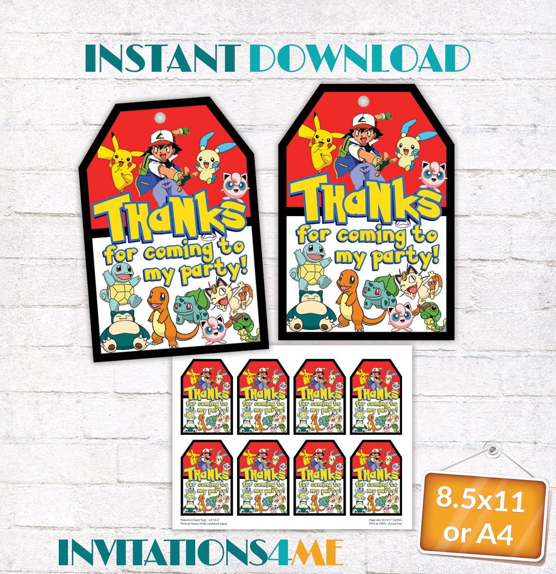 pokemon favor tags pokemon go favor labels birthday party gift etsy
