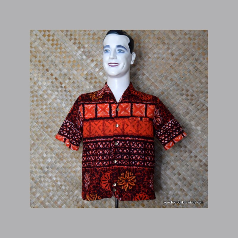 1960 ' s Vintage Mens « Iolani Hazard Jac » Sshirt hawaïen rouge 1960 ' s Vintage Mens hawaïen « Iolani Hazard Jac » Sshirt hawaïen Mens rouge 813612