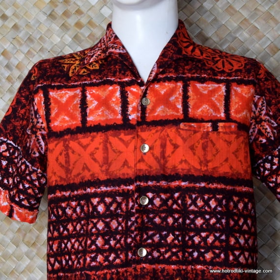 1960 ' s Vintage Mens hawaïen « Iolani Hazard Jac » Sshirt hawaïen Mens rouge 813612 1960 ' s Vintage Mens hawaïen « Iolani Hazard Jac » Sshirt hawaïen Mens rouge 813612