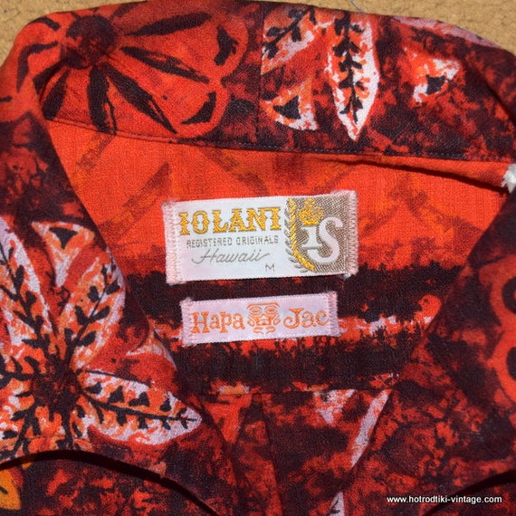 1960 ' s Vintage Mens hawaïen « Iolani Hazard Jac » Sshirt hawaïen Mens rouge 813612 1960 ' s Vintage Mens hawaïen « Iolani Hazard Jac » Sshirt hawaïen Mens rouge 813612
