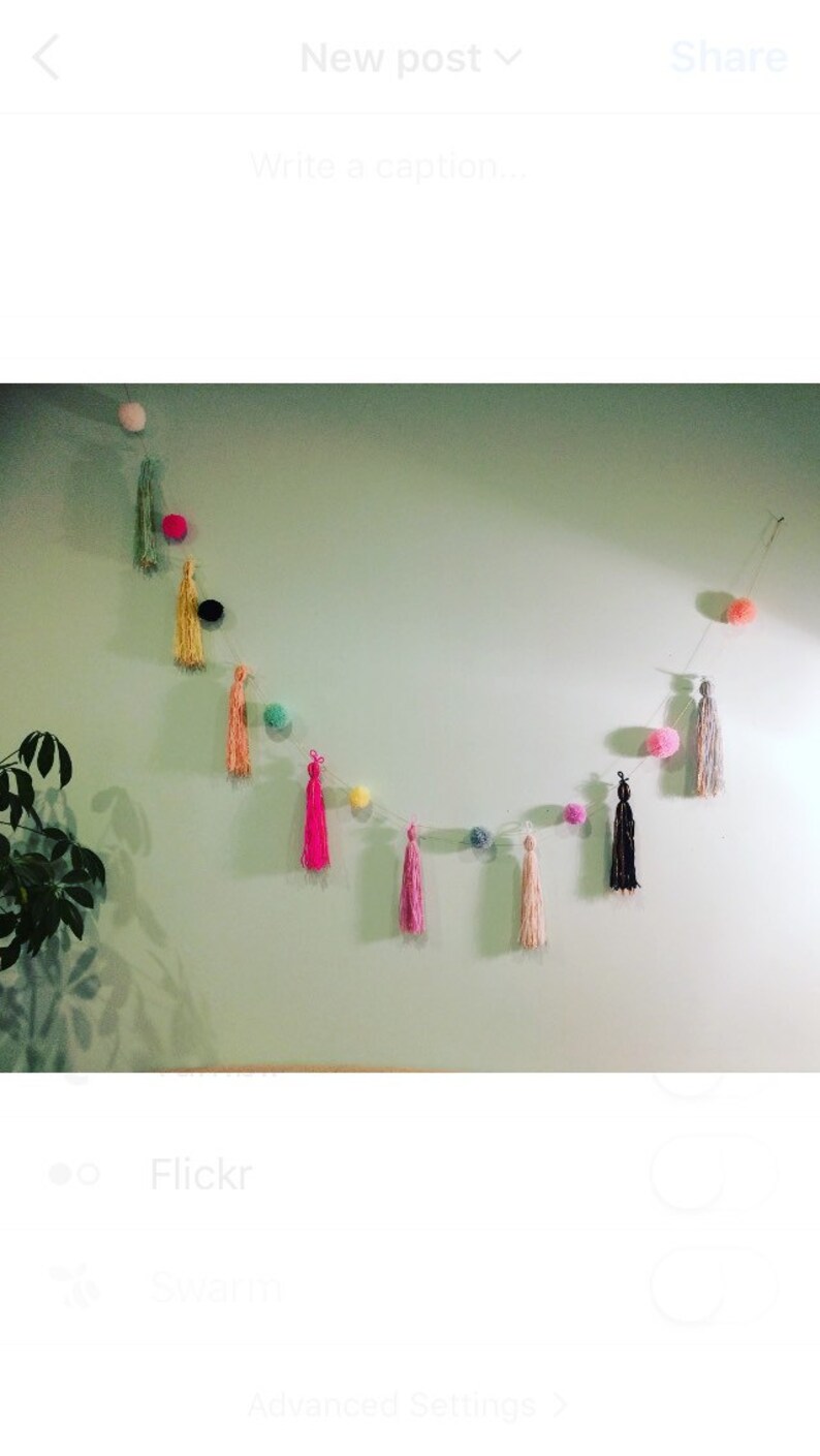 Tassel Pom pom garland Nursery decor kids bedroom wedding decor baby shower