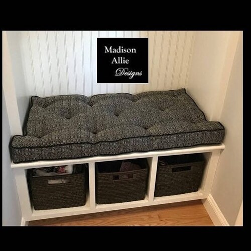 Custom Fit T Cushion With Piping and Button Tufts Entryway Etsy