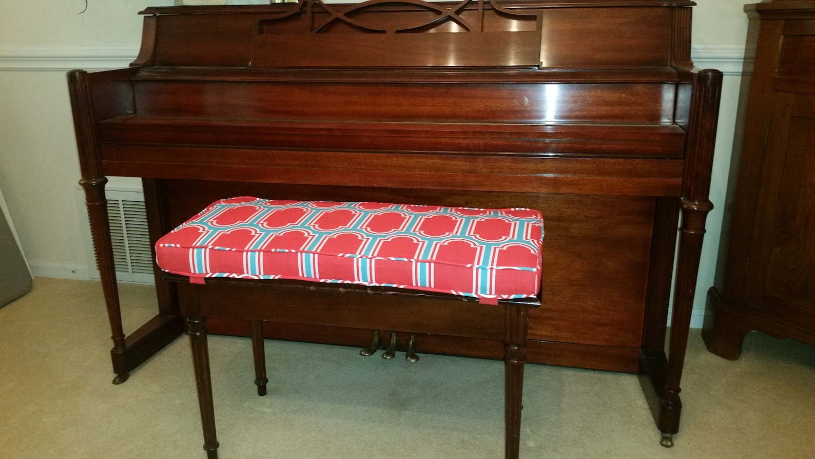 Custom Piano Bench Cushion with Straps Tufted Piano Cushion Etsy