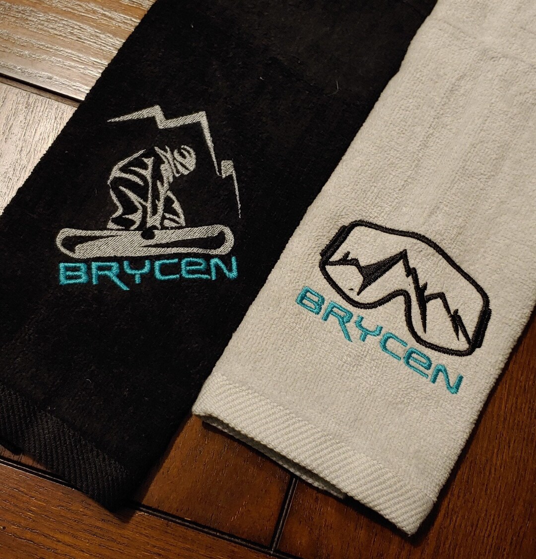 2 Towels Personalized SNOWBOARDING Towel Set Snowboard Snowboarder