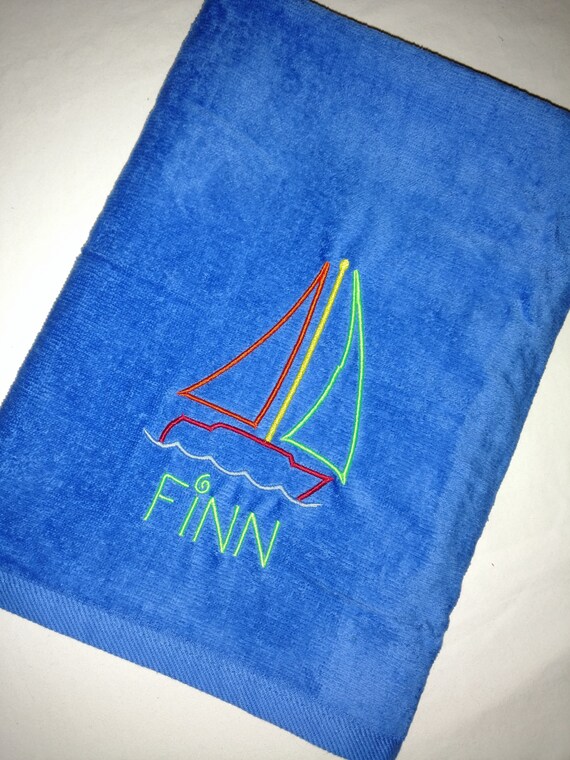 PERSONALIZED BEACH TOWEL Sail Boat Vacation Beach Trip Etsy