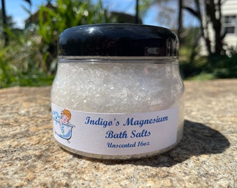 Sales de baño de magnesio, cloruro de magnesio, sales del Mar Muerto, relajantes y rejuvenecedoras, 16 oz