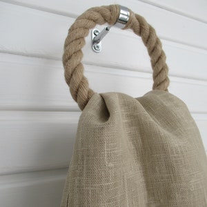 6&quot; Hand Towel Ring Holder Jute Rope Bath Towel Hanger Nautical Hooks Beach Decor Bathroom