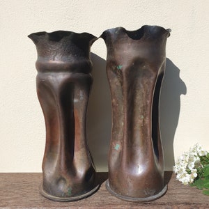 German WW1 Trench Art Shells: Brass Militaria, Dated 1917