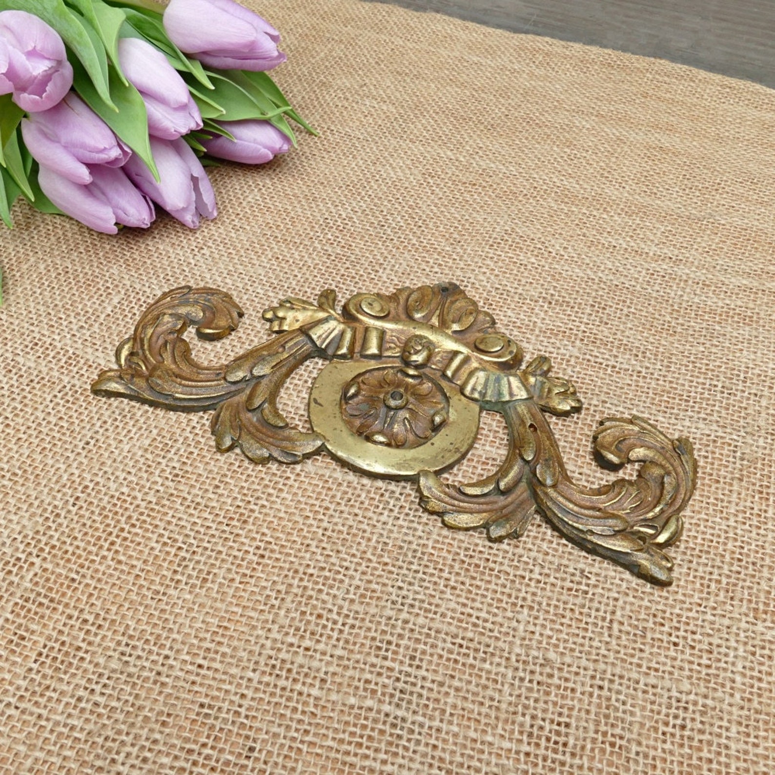 Furniture Pediment Ornament Brass French Vintage Furniture Etsy