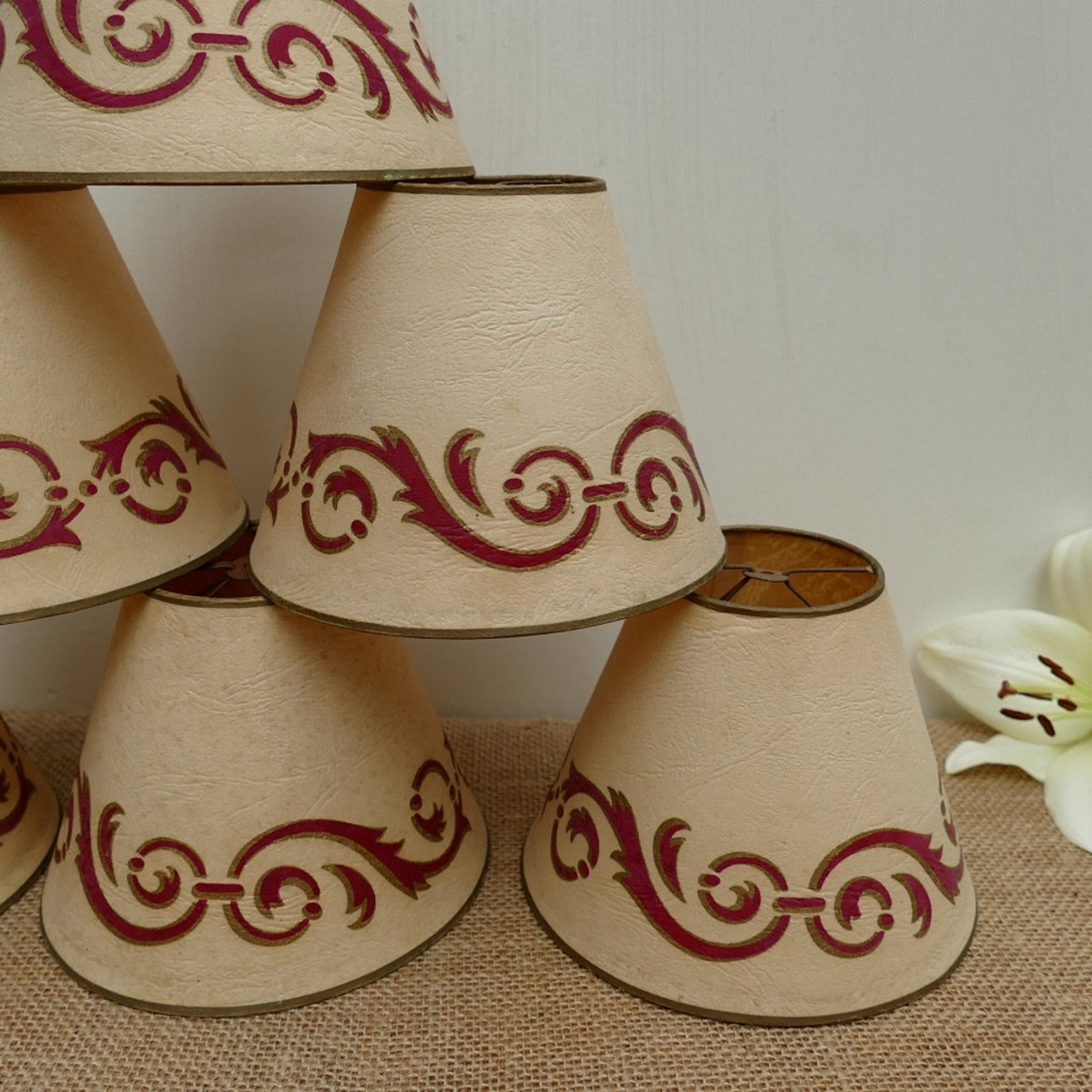 Vintage Lampshades Card Lamp Shades 1950's lampshades Etsy