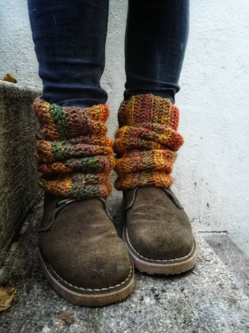 Crochet Leg Warmers Slouch Leg Warmers Boho Hippie Leg Warmers image 2