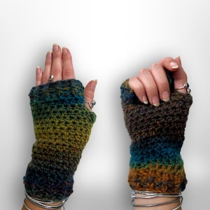 Crochet Wrist Warmers | Boho Fingerless Gloves | Bohemian Hippy Winter Wristlets Mittens