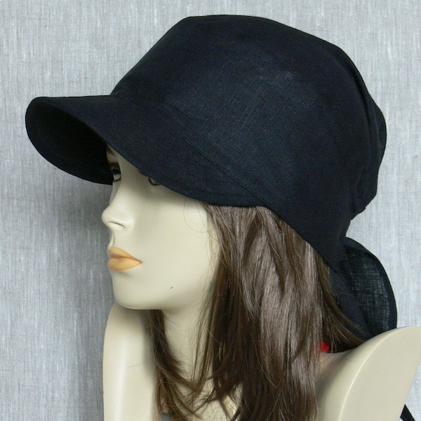 Casquette en lin, casquette d'été, casquette femme, Oeko Tex, casquette noire