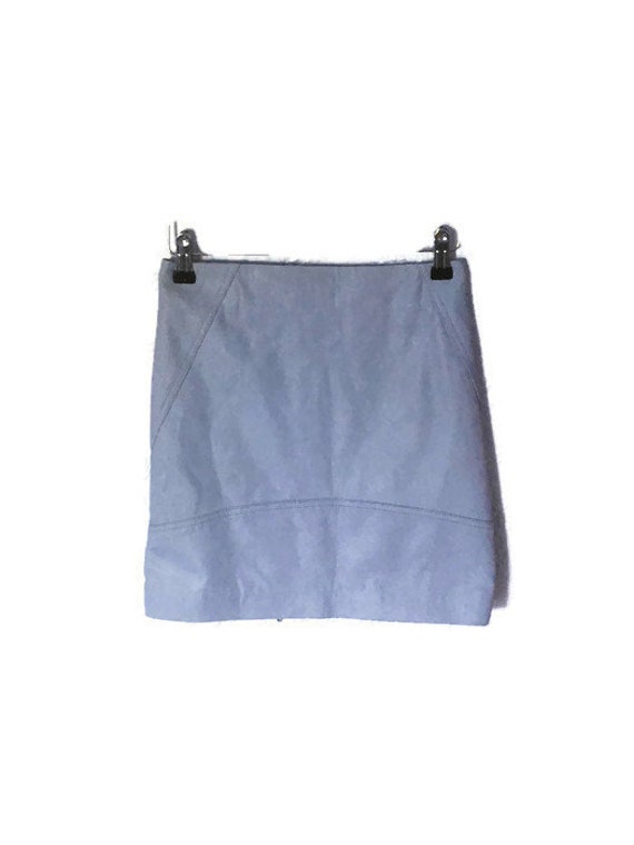 Blue Leather high waist mini skirt small. High wai