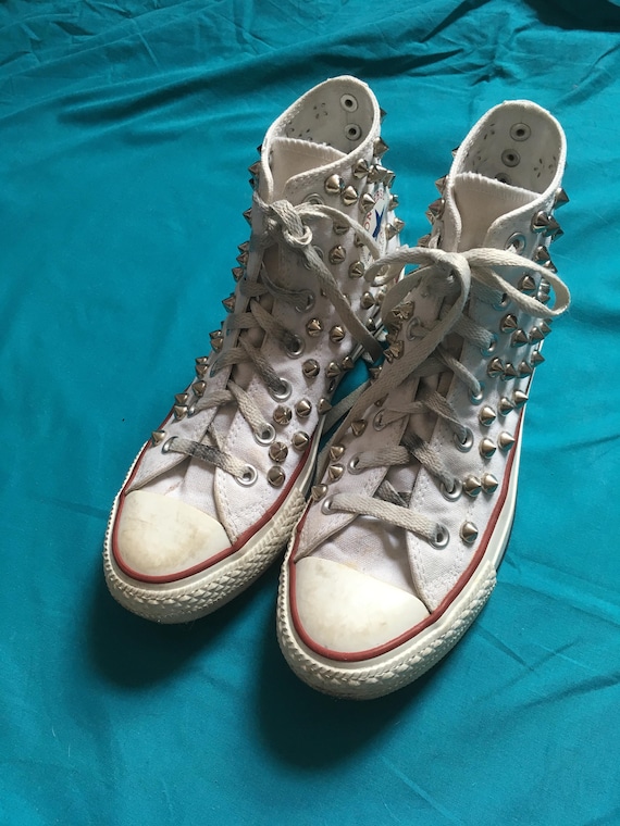 white studded converse