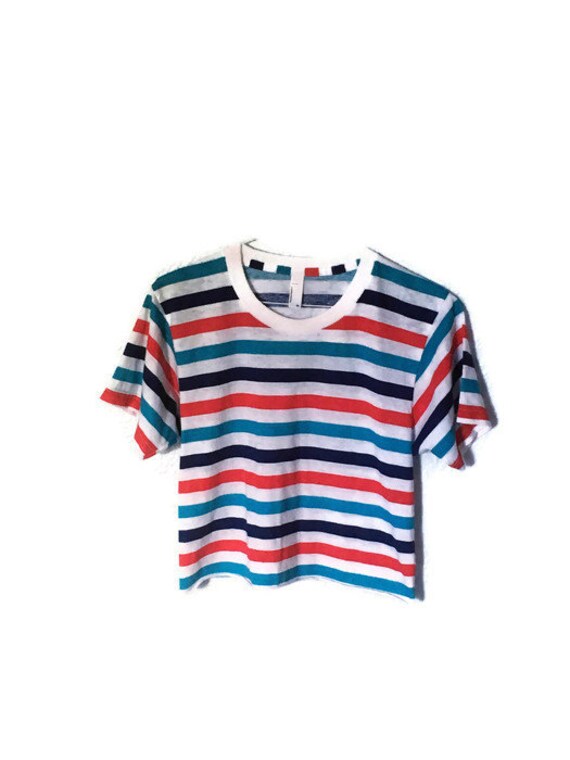 red white blue striped t shirt