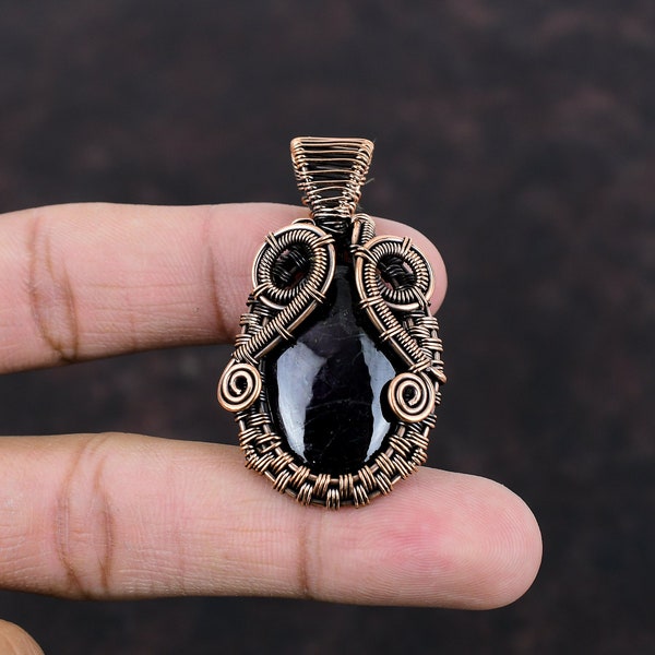Handmade Sugilite Copper Wire Wrapped Pendant, Gemstone Jewelry