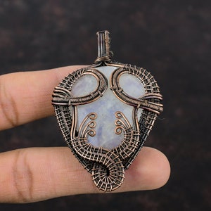 Rainbow Moonstone Pendant Copper Wire Wrapped Pendant Genuine Gemstone Pendant Wire Wrapped Jewelry Pendant For Gift Handmade Copper Jewelry