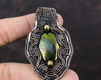 Mystic Feuer Labradorit Anhänger Kupferdraht gewickelt Anhänger Handmade Kupfer Schmuck Original Edelstein Anhänger Wire Wrap Schmuck Geschenk für Ihn