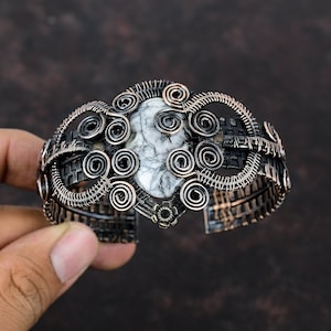 Pinolith Jasper Bangle Copper Wire Wrapped Cuff Bracelet Handmade Jewelry Gemstone Bangle Adjustable Cuff Bracelet Copper Jewelry For Gift