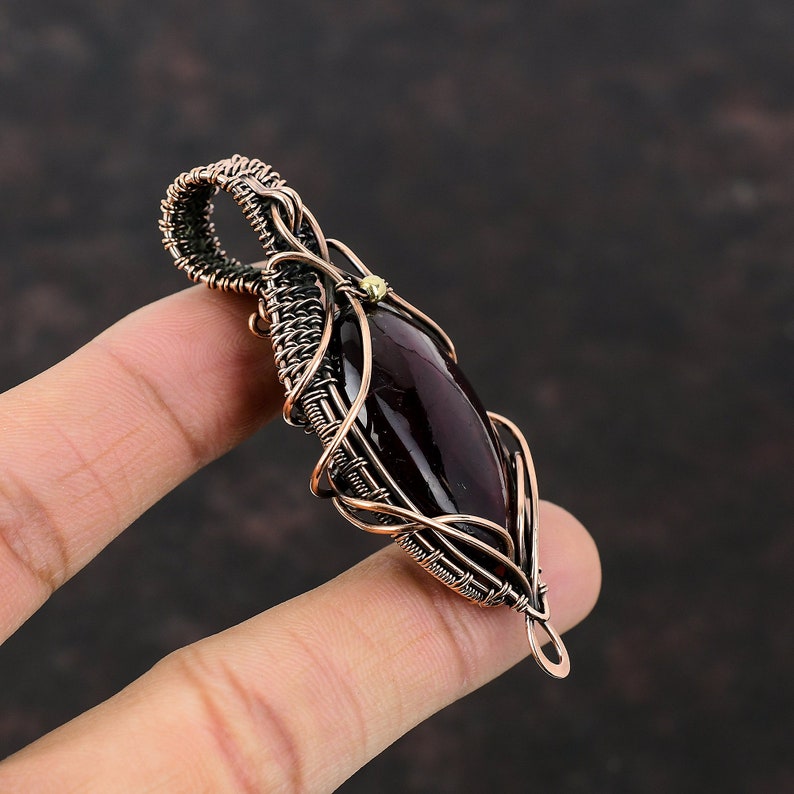 Red Fire Labradorite Pendant Copper Wire Wrapped Pendant Handmade Copper Jewelry Natural Gemstone Pendant Wire Wrapped Jewelry Gift For Her image 3