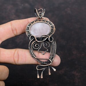 Rose Quartz Copper Pendant Wire Wrapped Gemstone Pendant Handmade Pendant Wire Wrapped Jewelry Elegant Pendant Copper Jewelry Gift For Women